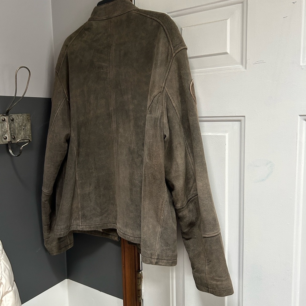 Brown Suede Jacket With Logo Patch - image 3